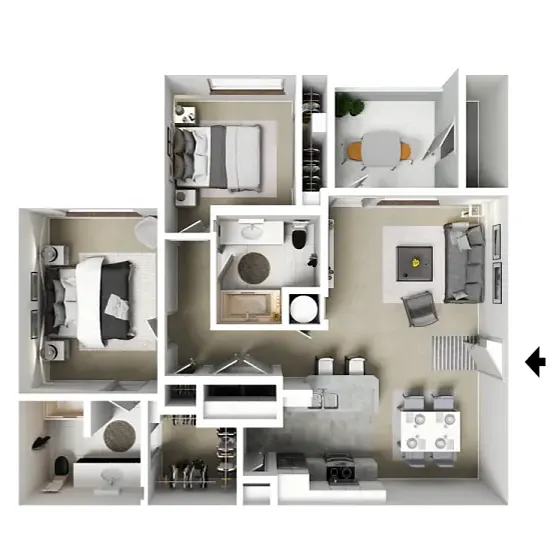 Floor plan 2 Bed 2 Bath