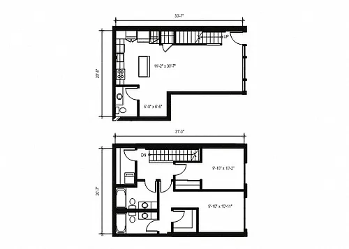 Floor plan 2x2.5 Den Townhome TH15
