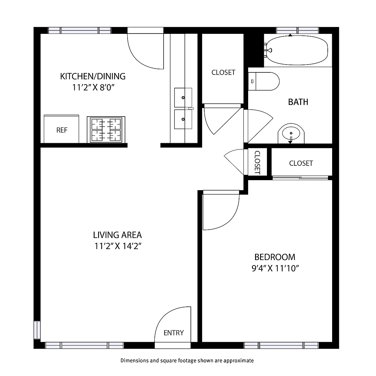 Floor plan Brittany Manor 1 Bed and 1 Bath A