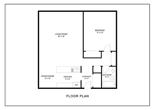 Floor plan 1 Bed 1 Bath