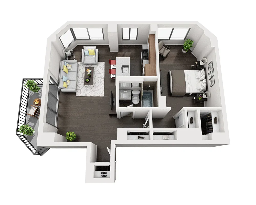 Floor plan One Bedroom A1R