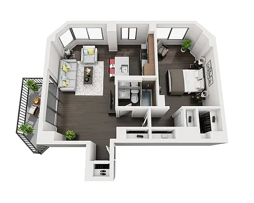 Floor plan One Bedroom A1R