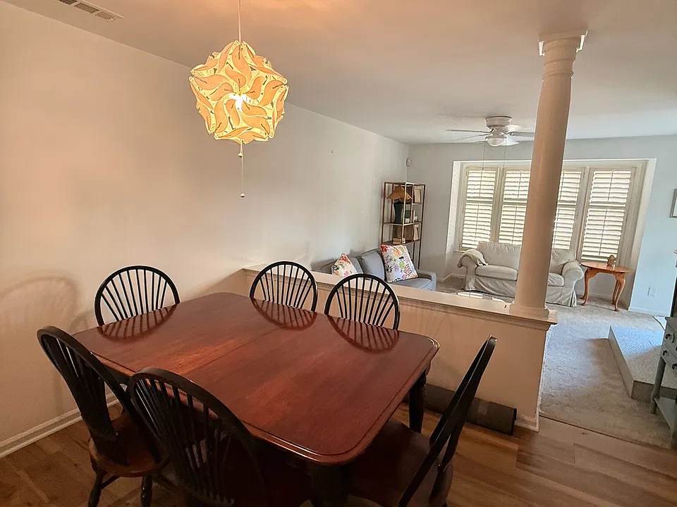Dining and living rooms.