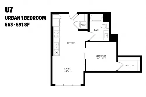 Floor plan Urban One Bedroom U7