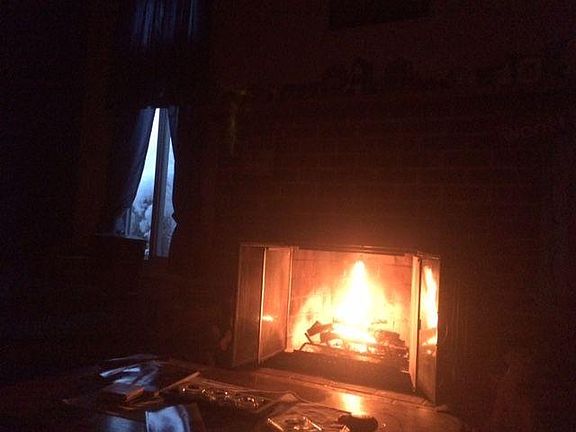 Working wood fireplace.