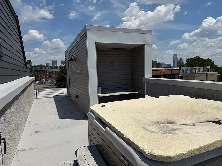 Roof with hot tub