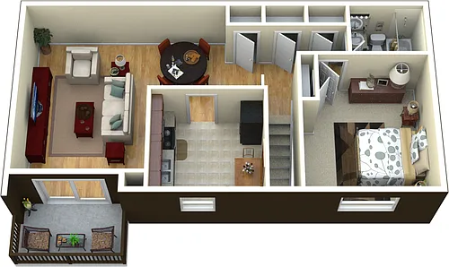 Floor plan One Bedroom Upper Level