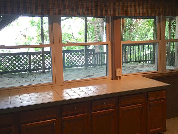 View of covered deck from kitchen
