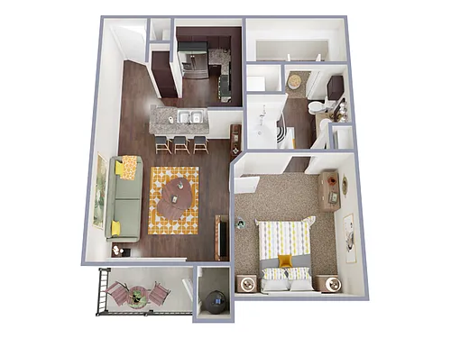 Floor plan 1 Bed, 1 Bath A (60% Income Restricted)