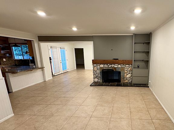 View of the living room from the front door.