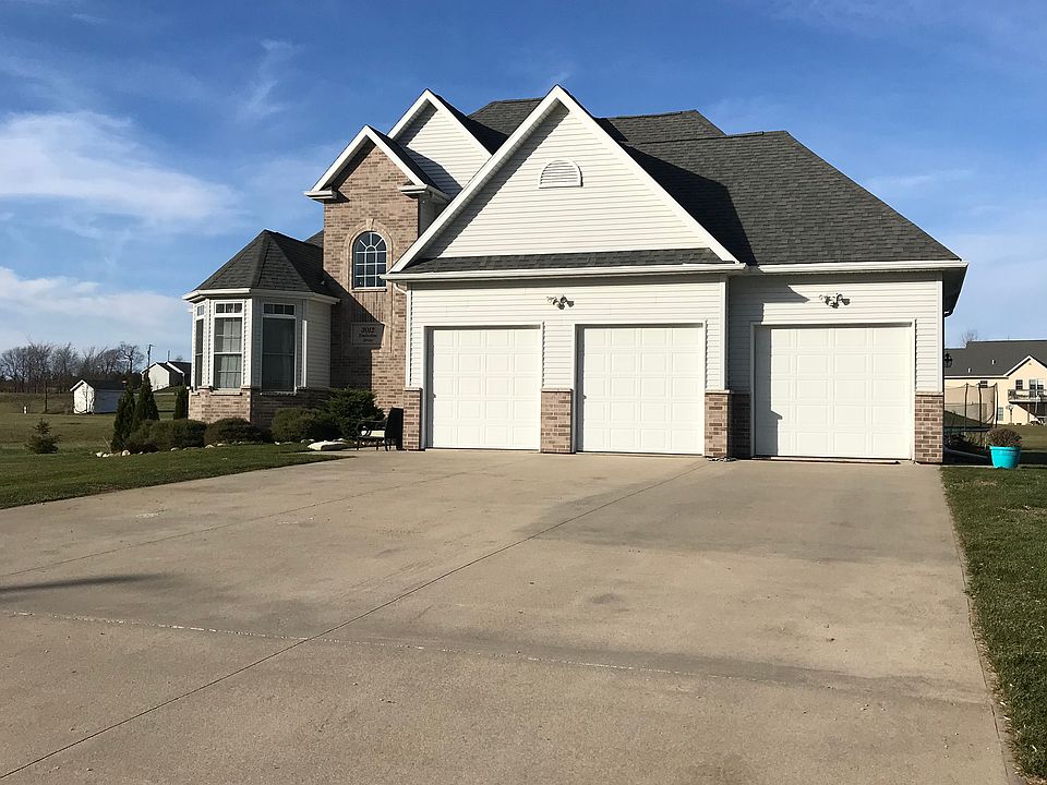 Attached three car garage