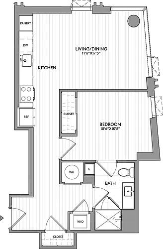 Floor plan 1-Bed-1-Bath-A19