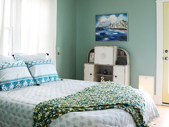 bedroom with private door to backyard