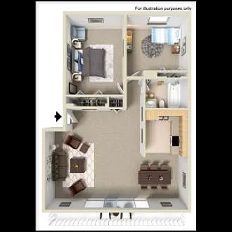Floor plan 2 Bed 1 Bath - Upgraded