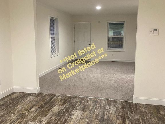 from kitchen to dining room to living room and front door