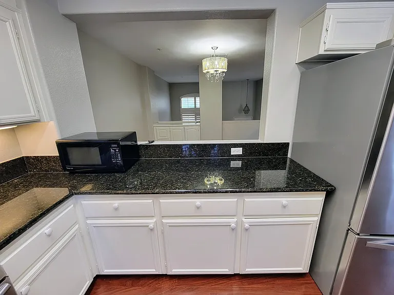 countertop and family room