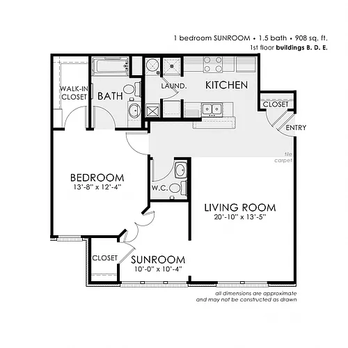 Floor plan 1 Bedroom Sunroom