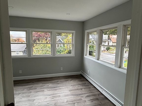 sunken front room, bedroom