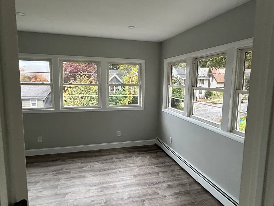 sunken front room, bedroom