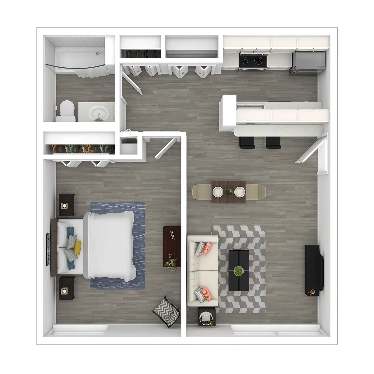 Floor plan 1 Bedroom AB