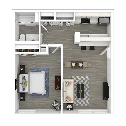 Floor plan 1 Bedroom AB