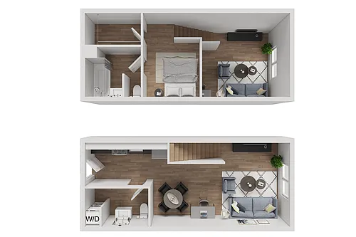 Floor plan Studio Loft / 1.5 Bath