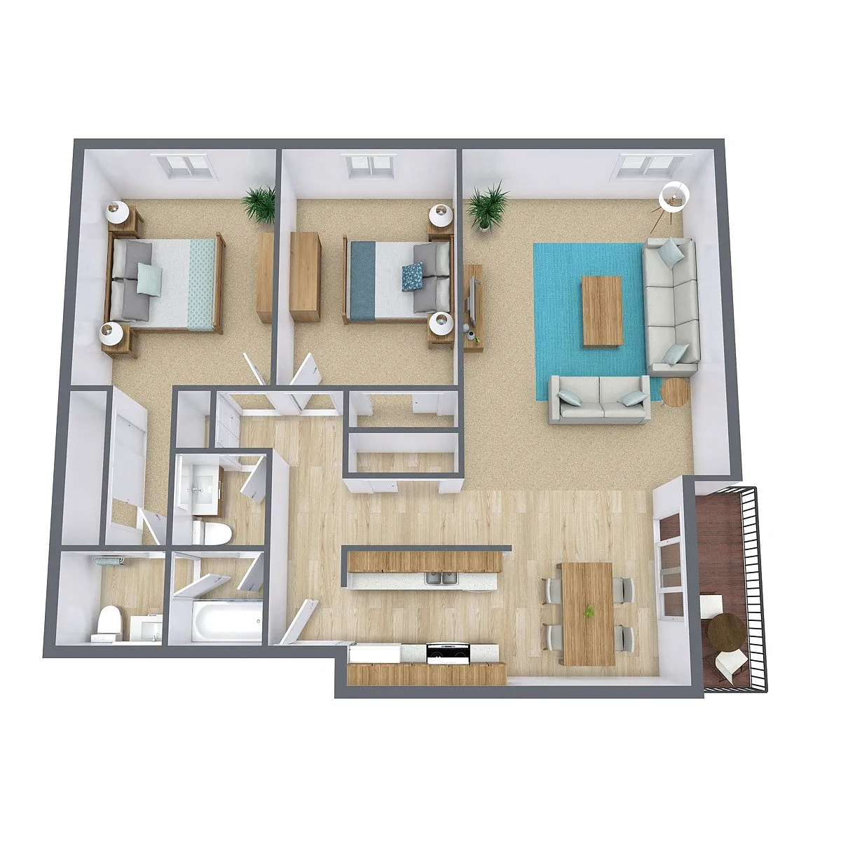 Floor plan Two Bedroom 22B