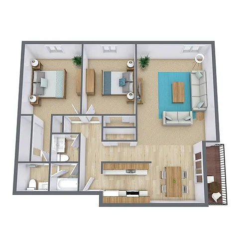 Floor plan Two Bedroom 22B