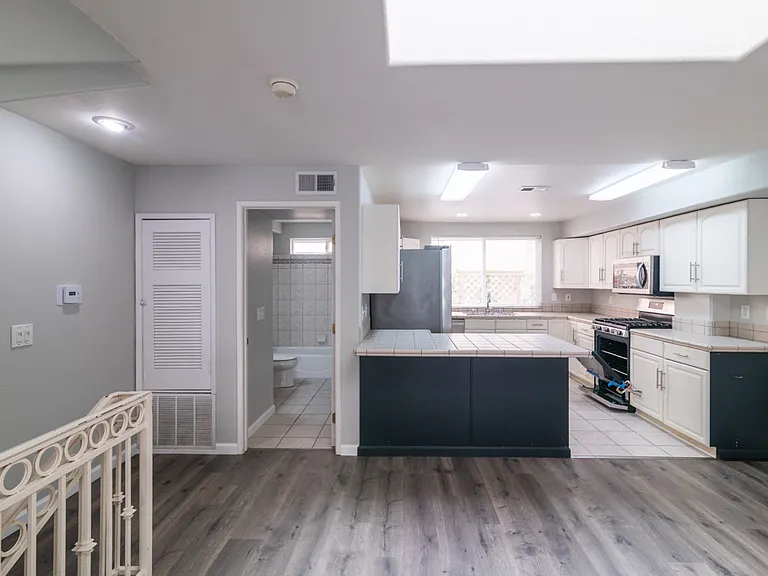 View of kitchen from living area