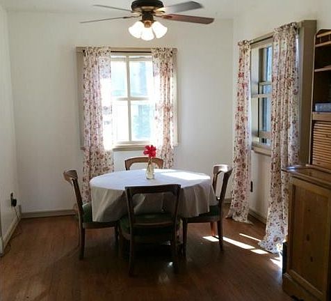 Dining area overlooking beautiful back yard.