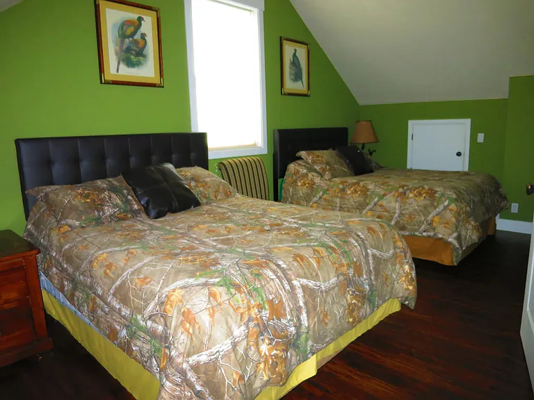 The second bedroom is upstairs