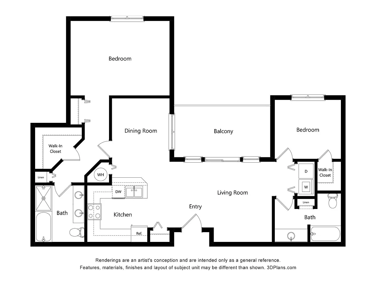 Floor plan B1 Two Bed Two Bath