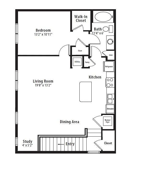 Floor plan 1 BR Grand Overlook