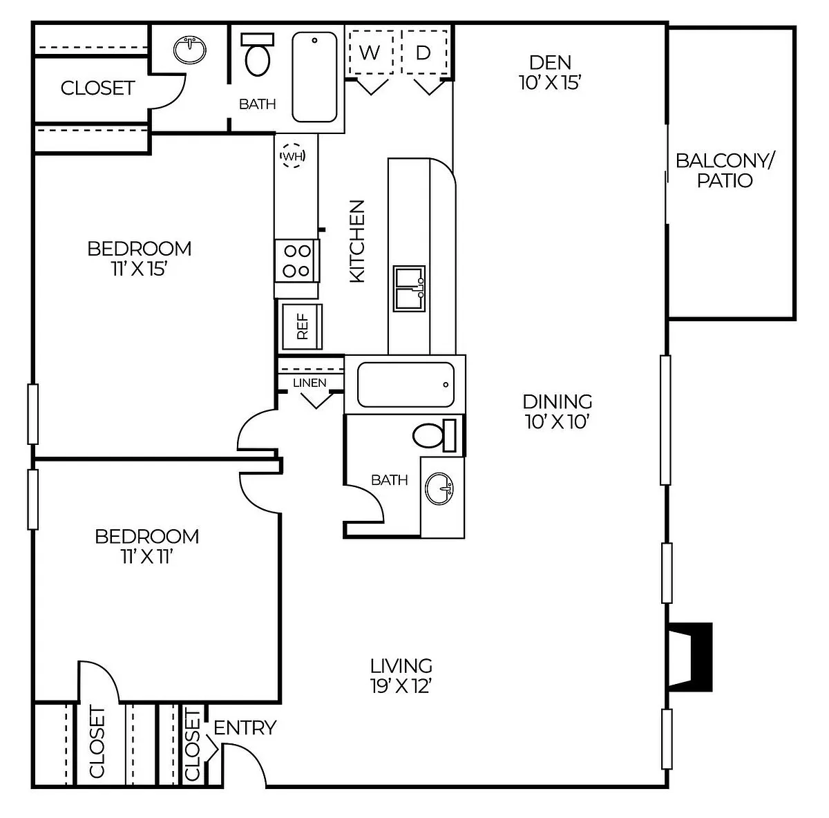 Floor plan B11 | 2 Bed | 2 Bath | Classic