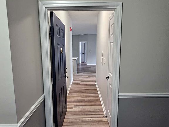 Entrance hallway with two storage closets