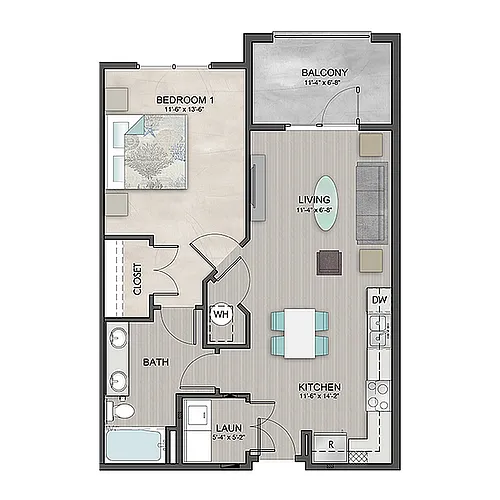 Floor plan 1 bedroom