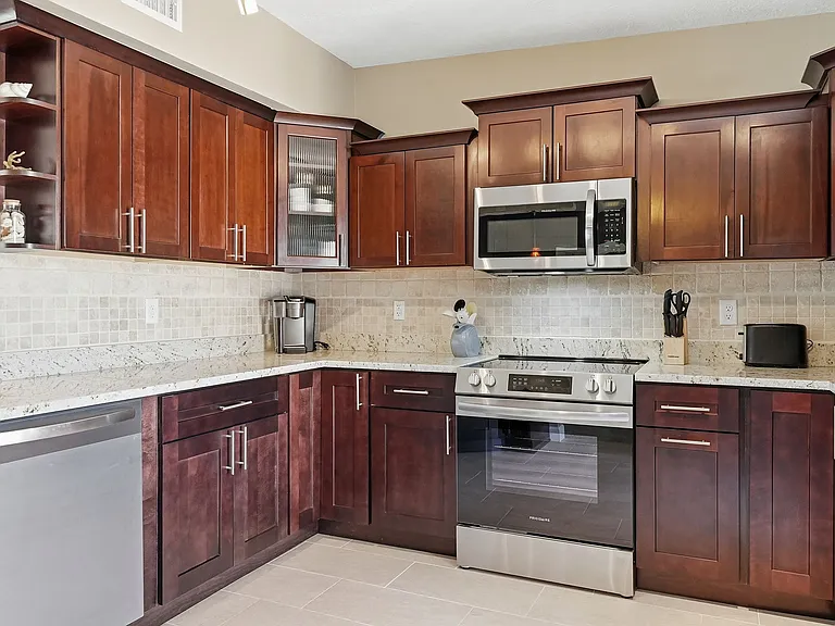 Brand new kitchen cabinets, counters and appliances with everything you could need to cook and entertain. Including Keurig, Toaster and Air Fryer,