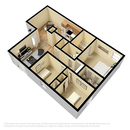 Floor plan 3 Bedroom 2 Bath