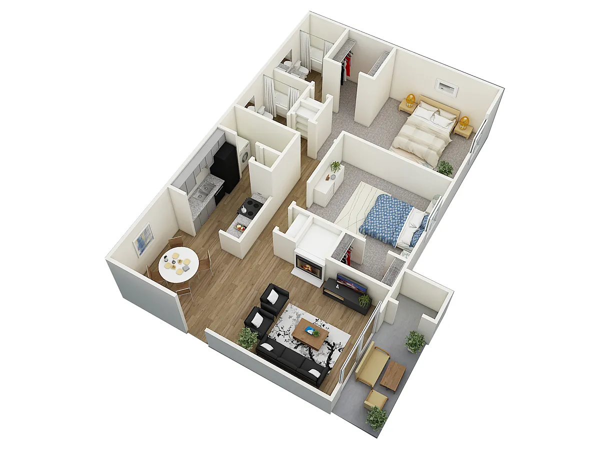 Floor plan Two Bedroom Two Bath