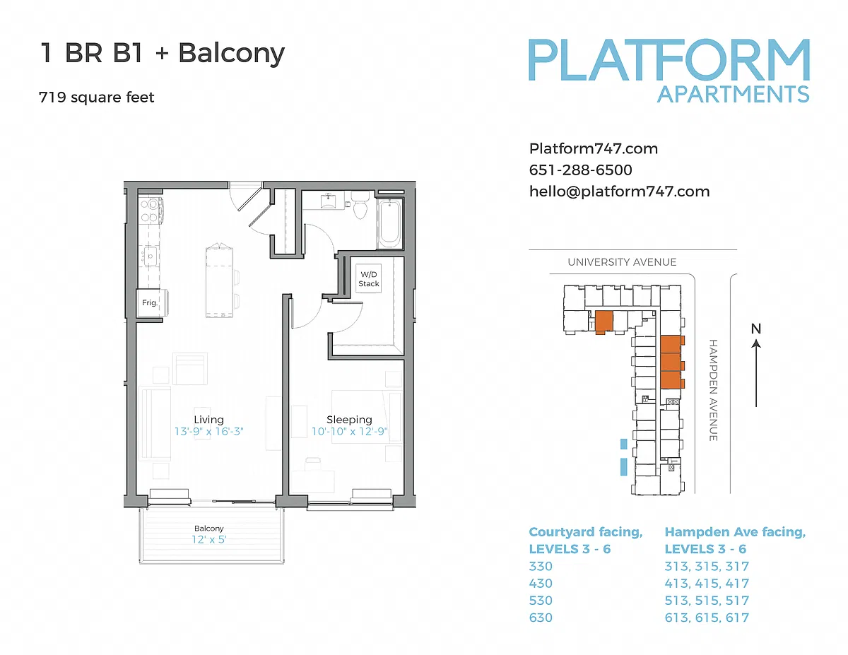 Floor plan One Bedroom B1