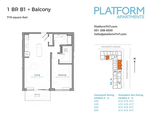 Floor plan One Bedroom B1