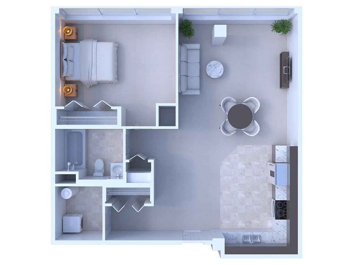 Floor plan 1 Bedroom/1 Bathroom - 908