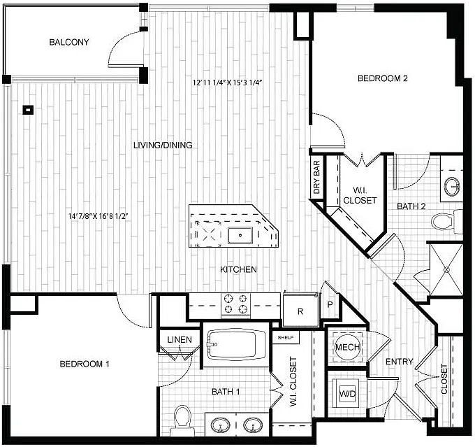 Floor plan 2 Bed/2 Bath-T_C02A