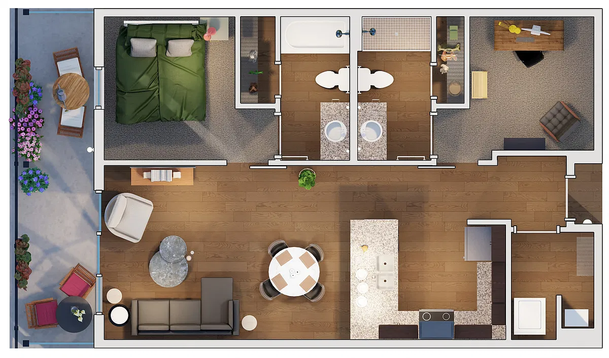 Floor plan Building 3: B3-I Furnished