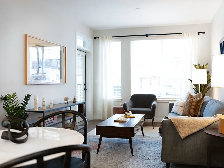 Living room with hard-surface flooring