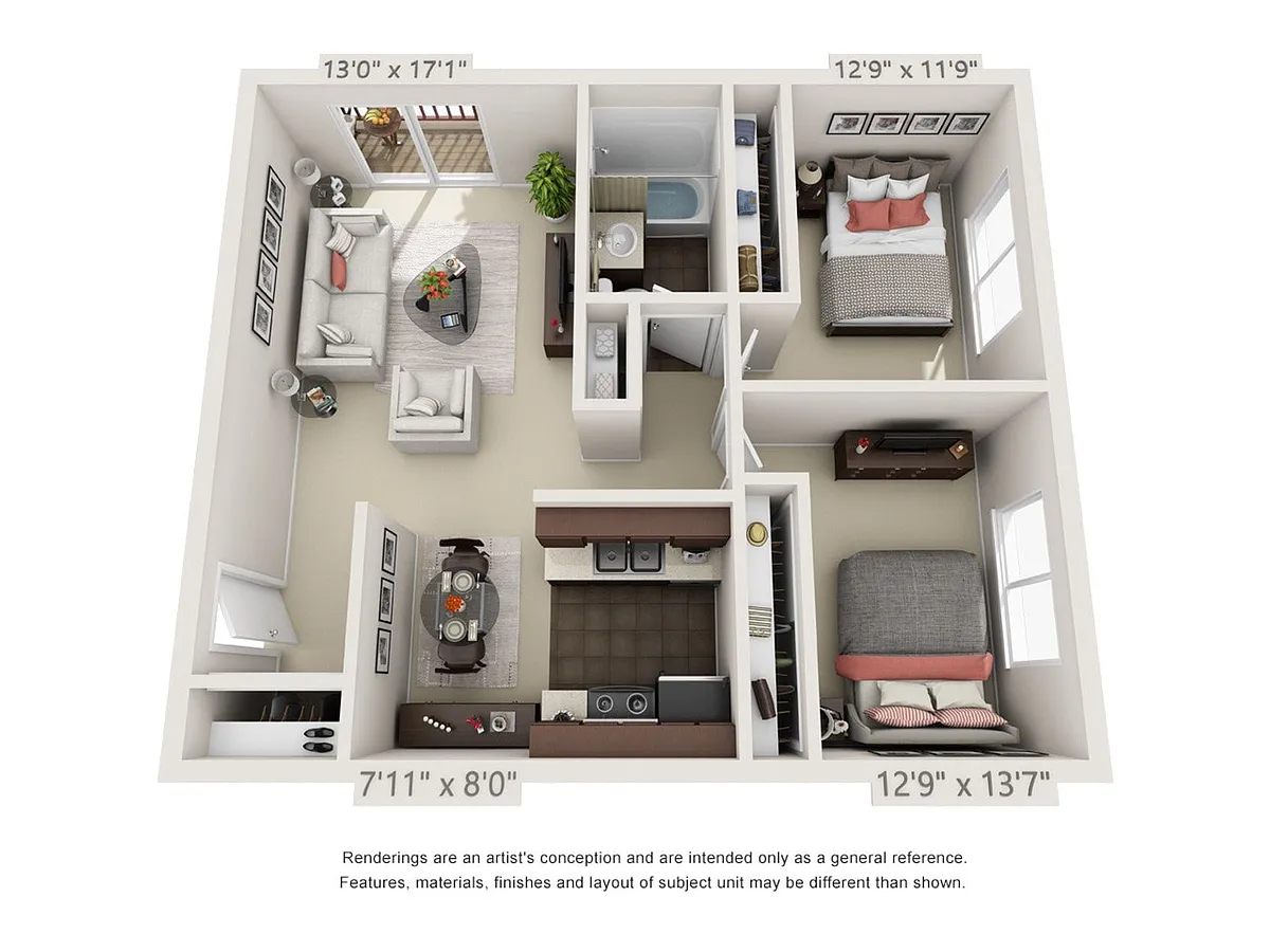 Floor plan 2 bed 1 bath