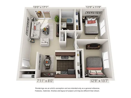 Floor plan 2 bed 1 bath