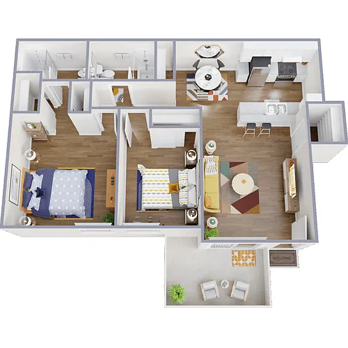 Floor plan Two-Bedrooms, Two-Bathrooms
