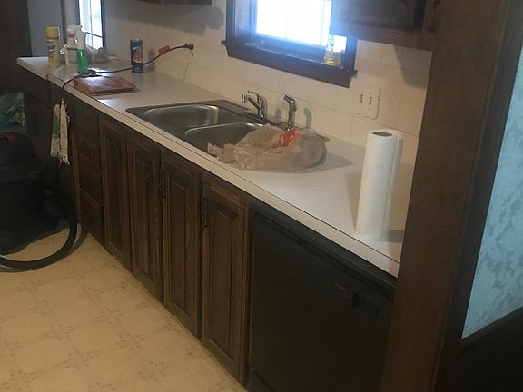 Kitchen counter with sink and dishwasher