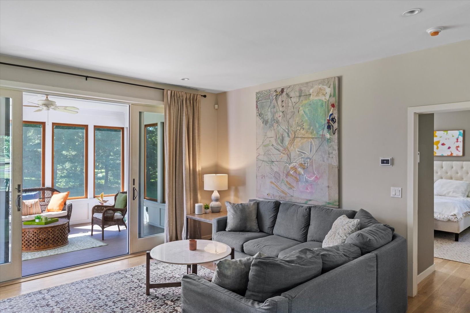  living room opens to screened porch